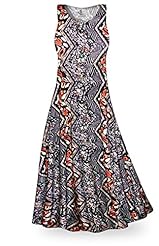Plus Size Petite A-line Sleeveless Round Neck Polyester/Spandex General Print Maxi Dress 