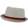 Men's Light Pinstripe Stripe Cool Pork Pie Fedora Upturn Brim Hat Navy 58cm L/XL