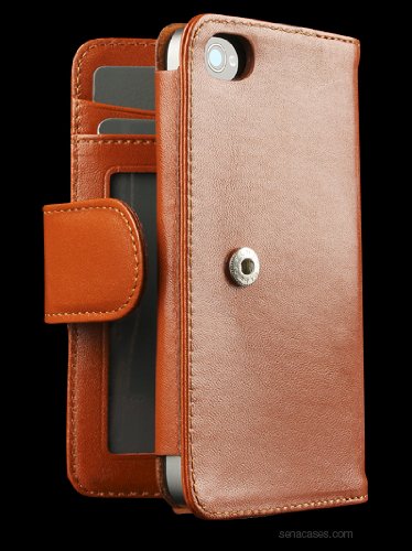 Sena 156202 Walletbook  Leather Case for iPhone 4 & 4S - 1 Pack - Case - Retail Packaging - Tan