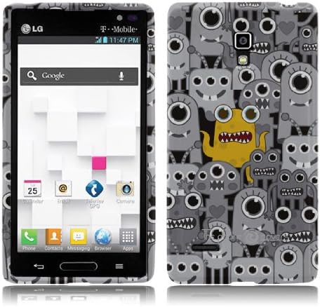 Soft and Flexible Peek a Boo! Monsters Design Pattern TPU Silicon Case for LG Optimus L9 in Unique Fun Cool Trendy Retro Indi Vintage Design by ThePhoneCovers