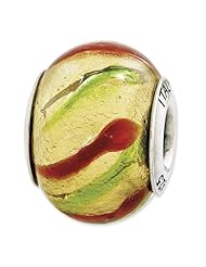 Sterling Silver s Brown/green/gold Italian Murano Glass Bead by Reflection Beads, Best Quality Free Gift Box Satisfaction Guaranteed