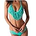 Ayliss® Women Sexy Deep V Tassel Push Up Padded Bikini Beach Swimwear