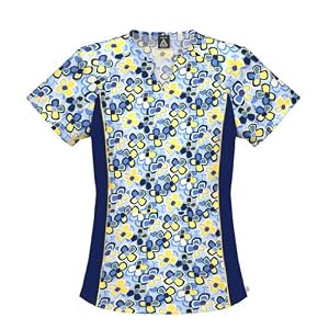 Buy Cherokee Flexibles Collection Poplin Split Neck Top with Spandex Scrub Tops Women