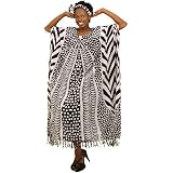 Polka Dot Dotted Caftan Kaftan with Matching Headwrap - Available in Black or Red