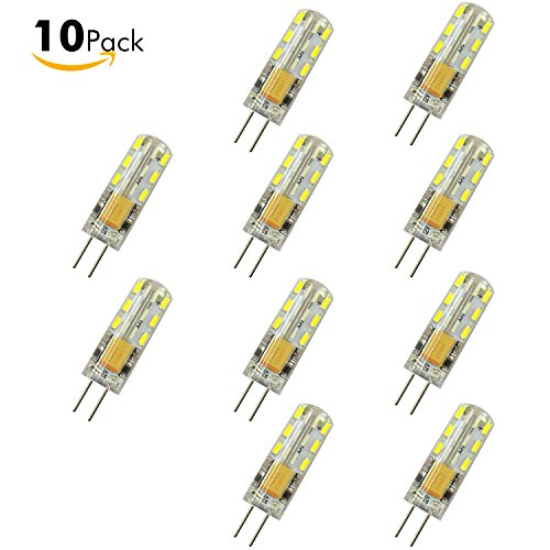 Sanniu 10-Pcs G4 Base LED Bulb Halogen Replacement 24 LED 3014 SMD Dimmable 1.2W AC/DC 12V 100LM Bright G4 LED Lights Bulb Lamps White 10 Packs