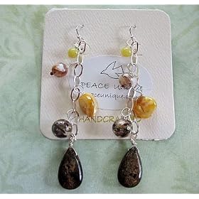 Click here to buy Long Brown and Yellow Earrings by Peace Unique.