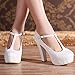 Getmorebeauty Women Block Mary Janes T-STRAPPY Lace Dress Wedding Shoes