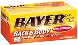 Bayer Aspirin Pain Reliever/ Fever Reducer, Extra Strength Back & Body Pain, 100-Count Caplets (Pack of 2)