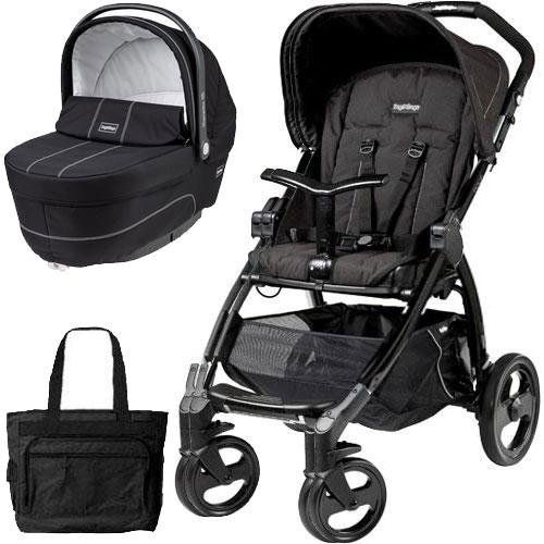 Peg Perego Book Stroller and Navetta XL Bassinet - Pratico Black Chassis with bag image