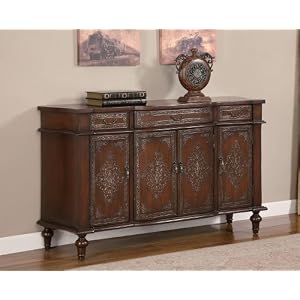 Entryway Storage Chest with Serpentine Shape Design in Brown Mahogany Finish by Powell Company