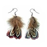 Trendy Natural Feather Earrings with Silver Hooks
