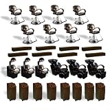 Cambridge Collection featuring Eight (8) Styling Chairs, Eight (8) Brown 2-Drawer Styling Stations, Eight (8) Brown Locking Carts, Three (3) Dryer Units & Three (3) Shampoo Units from SalonSmart (SHIPS FREE!)