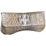 Jalda Croc-Embossed Mini Eden Clutch with Chai