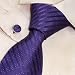 S2096 Designer Hand Made Purple Necktie Cufflinks Set Stripes Ties for Men Jacquard W...