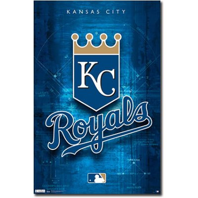 Professionally Framed Kansas City Royals Logo 2011 Sports Poster Print - 22x34 with RichAndFramous Black Wood Frame
