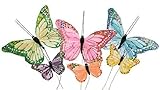 Package of 12 Fun Colors Artificial Glitter Butterflies for Floral Decorations Cake Toppers Wedding and Part