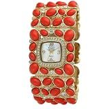 Kenneth Jay Lane Ladies Swarovski � Crystal Accented Gold-Tone Coral Cabochon Link Watch #KJ4406-CO by Kenneth Jay Lane