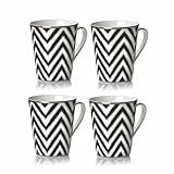 Mikasa Color Studio Black-Platinum Zig Zag Set of 4 Mugs