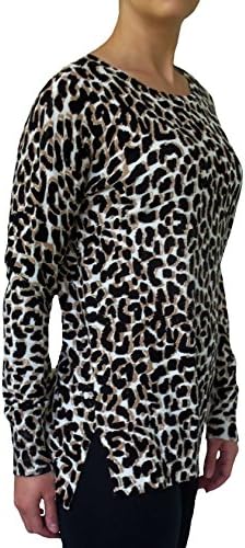 Chaus Women's Leopard Print Holiday Sweater (Small, Winter White)
