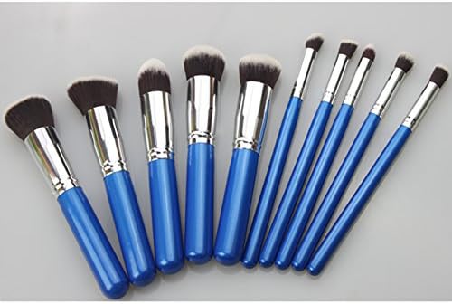 Annengjin® 10 Pcs Pro Cosmetic Makeup Brushes Set Brush Eyeshadow Brush (10pcs Blue+silver) (Blue+silver)