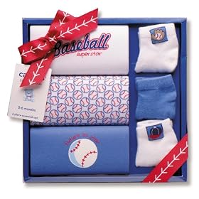 Carters 6 Piece Apparel Gift Set in Baseball All-Star Motif, Blue