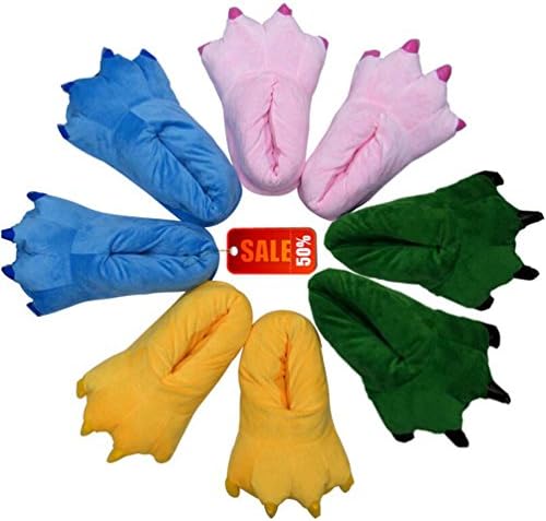Winter Cute Cartoon Animal Lovers Home Shoes Warm Shoes Dinosaur Claws Stitch Easily Bear Slippers Can Wear Between 7-10 yards (Blue)