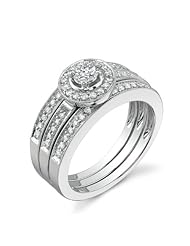 14k White Gold 0.55 Ctw Stright Set Wedding Set - Size 7