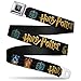 Buckle-Down Seatbelt Belt - HARRY POTTER Hufflepuff/Ravenclaw/Gryffindor/Slytherin Coat of Arms Black - 1.5
