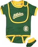Oakland Athletics Baby Bib and Bootie Creeper Set
