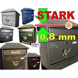 Gro�er Briefkasten mit Walmdach edel in gr�n weiss schwarz blau messing kupfer gold braun rot gelb anthrazit silber edelstahl moosgr�n o. grau black white metallic mit Zeitungsfach Zeitungsrolle Postkasten antik Mailbox Stahl in 1A Qualit�t 1,2mm*WDvon "BVT BRAND"