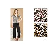 Ensemble de pyjama à motif léopard pour femme, comprenant haut à col V et pantacourt (UK 12 (EUR 40)) (Motir léopard en rose/brun)