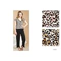 Womens/Ladies Nightwear, V-Neck Top & Cropped Trouser Leopard Pyjama Set