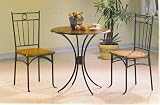 3pc Bistro Metal & Wood Dining Tea Table & 2 Chairs