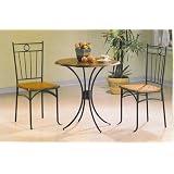 3pc Bistro Metal & Wood Dining Tea Table & 2 Chairs