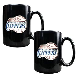 Los Angeles Clippers NBA 2pc Black Ceramic Mug Set - Primary Logo by Great American Products