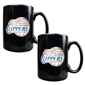 Los Angeles Clippers NBA 2pc Black Ceramic Mug Set - Primary Logo by Great American Products