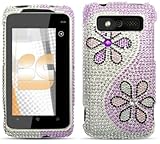 Rhinestones Protector Case for HTC 7 Trophy, Purple Daisy Full Diamond