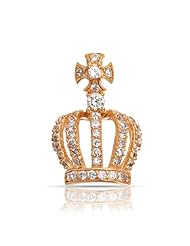 Bling Jewelry Gold Vermeil Pave CZ Royal Crown Pendant 925 Sterling Silver
