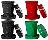 Reusable 12 oz Collapsible Camping / Travel Cups - 1 Red, 1 Green, 2 Black