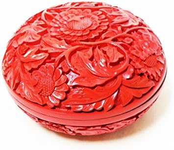Museum Collections Carved Cinnabar Box, Red/Black