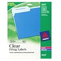 Avery 5029 Clear Self-Adhesive Filing Labels, 3-7/16 x 2/3, 30/sheet, 450 /pack