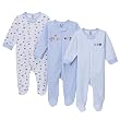 Gerber BLUE 3PK ZIP FRONT SLEEP N PLAY - 3-6M