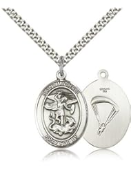St. Michael Paratrooper Medal, Sterling Silver, Large, Quarter Size