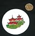 3 button / pin printed with pagoda, structure, china, asia, multistory, building, architecture