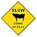 Dark Spark Decals Slow Cows At Play Caution Sign - 11