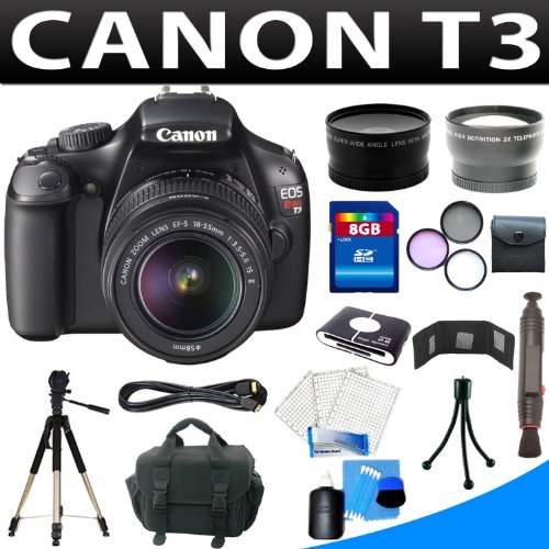 Canon EOS Rebel T3 Digital Camera + Canon Ef-s 18-55mm F/3.5-5.6 Is Autofocus Lens + Complete Deluxe SLR Camera Accessory Kit