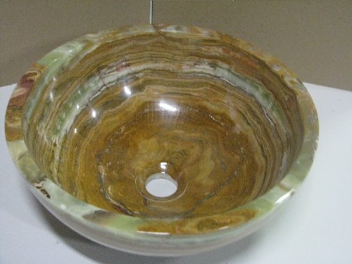 Green Brown Onyx Bathroom Sink Vessel Style Above Vanity or Undermount Installation