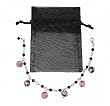 Bracelet - B271 - Lampwork, Fire Polished Glass and Swarovski (tm) Crystal Beads - Adjustable to Fit + Matching Organza Bag ~ B x W and Pink
