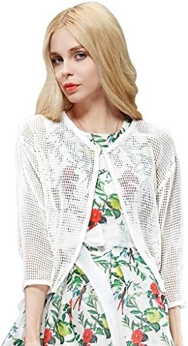 Elf Sack Womens' Summer Cardigan Mesh Short Medium Size White