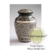 The Classic Cremation Urn. Hand Engraved Solid Brass With Black Lacquer Coat. Includes Velvet Storage and Display Box.